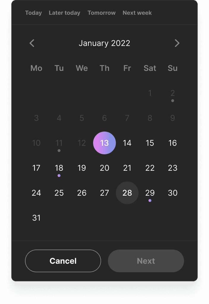 Choose a task date